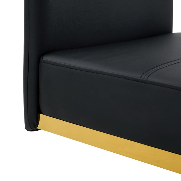 English Elm Modern Cantilever Gold Frame Pu Leather Dining Chairs Glam Set of Four Black W3875P372986