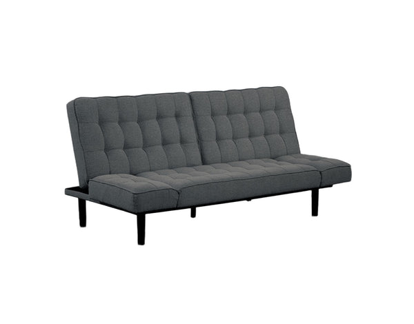 English Elm Dark Gray Futon Sofa With Biscuit Tufting – Stylish Convertible Couch With Adjustable Arm Rests! B2741P314790