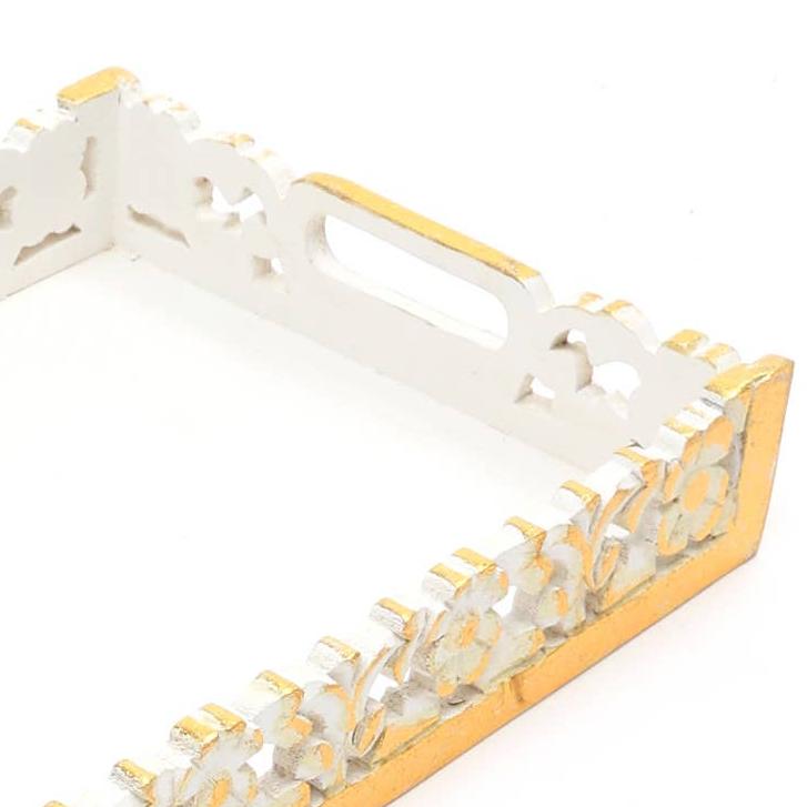 English Elm Handmade Mango Wood Rectangle Serving Tray in Rich Brown Finish, 18"x12"x2.5" Durable Rustic Decor B346P327294