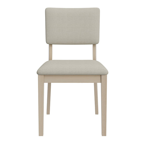 English Elm Du Cap Gray Upholstered Dining Chairs with White Wash Wood Legs Set of 2 B127P495085