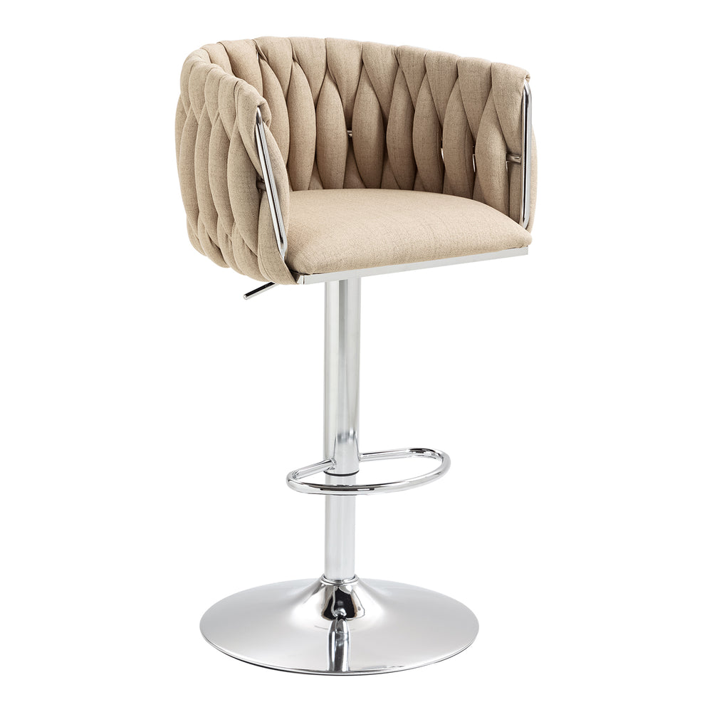 English Elm 360° Fabric Swivel Bar Stools Set of 2 with High Rebound Sponge Cushions, Adjustable Metal Legs, Modern Design Yellow W2215P252780
