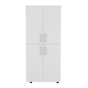 English Elm White 4-Door Armoire – Elegant Slim Storage Solution With Smooth Doors For Stylish Organization B062S00561-GIGA