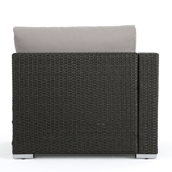 English Elm Christopher Knight Home® - SANTA SANTA ROSA Left Armchair in Grey Rattan with Aluminum Frame — Weatherproof, Modern Comfort Grey+Silver 65057.00ALUGRY