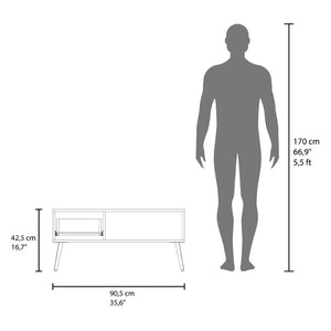 English Elm Scandinavian Minimalist Coffee Table with Storage Drawer Open Shelf Living Room B128P473973