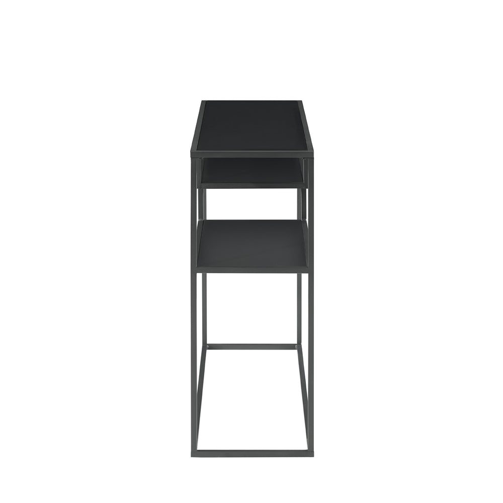 42" Metal and Wood Tiered Shelf Entry Table Black MAYL2KSB Walker Edison