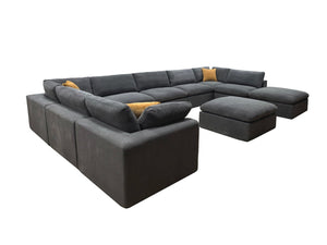 English Elm Coffee Bean Upholstered Modular Sectional with Toss Pillows for Modern Living Rooms B2748S00075