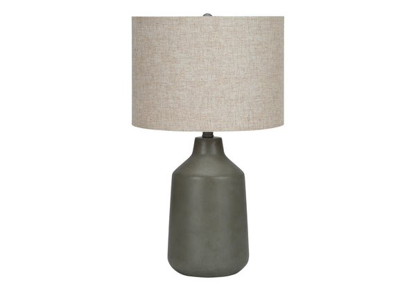 English Elm Lighting, Contemporary 24" Concrete Table Lamp with Fabric Drum Shade, 3‑Way Rotary Dimmer, Stylish Grey 15 L x 15 W x 18 H B2710P220119