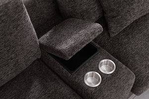 English Elm Modern Flannel Velvet Modular Sectional with Reclining Seats Usb Console Ottomans Coffee B2730S00047