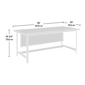 English Elm Table Desk - Contemporary Brown Finish With Wireless Charging For Home Office & Study Spaces B356P402645-GIGA