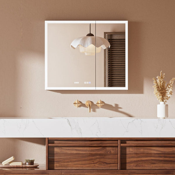 English Elm Lighted Aluminum Medicine Cabinet Smart Mirror with Anti-fog Led and Built-in Usb Outlet W5609P461480