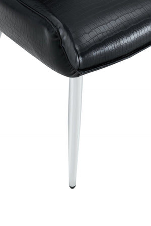 English Elm Crocodile Textured Pu Leather Accent Chair Diamond Tufted with Chrome Metal Legs W3493P456316