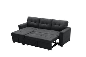 English Elm Aurora Woven Fabric Sleeper Sectional with Usb Charging Storage Chaise Living Room Dark Gray B2749S00179