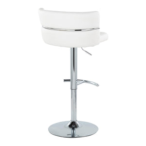 English Elm Cinch Claire Adjustable Swivel Barstool Set of 2 — White Faux Leather, Chrome Base, T-Footrest, Modern Comfort B202S00765