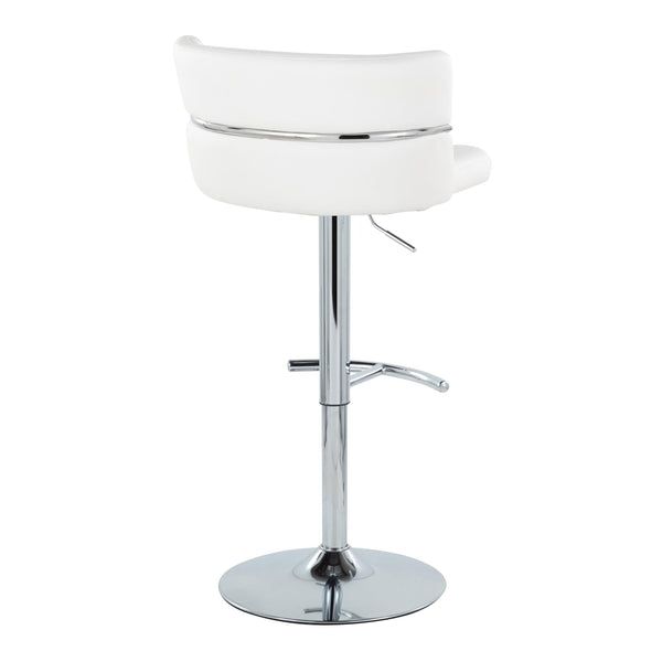 English Elm Cinch Claire Adjustable Swivel Barstool Set of 2 — White Faux Leather, Chrome Base, T-Footrest, Modern Comfort B202S00765