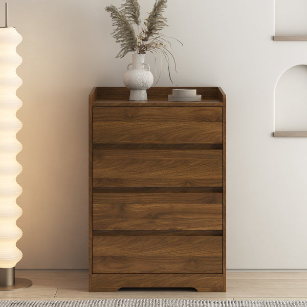 English Elm 4 Drawer Dresser Modern Waterproof MDF Chest with 4 Spacious Drawers, Anti-Tip Sturdy Frame, Wood Finish W1321P309434