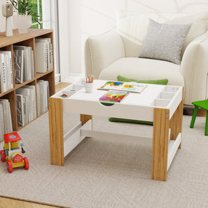 English Elm Kids 2-In-1 Play Table With 7 Storage Spaces, Lego-Compatible Surface, Modern Design For Creative Play W282P182331
