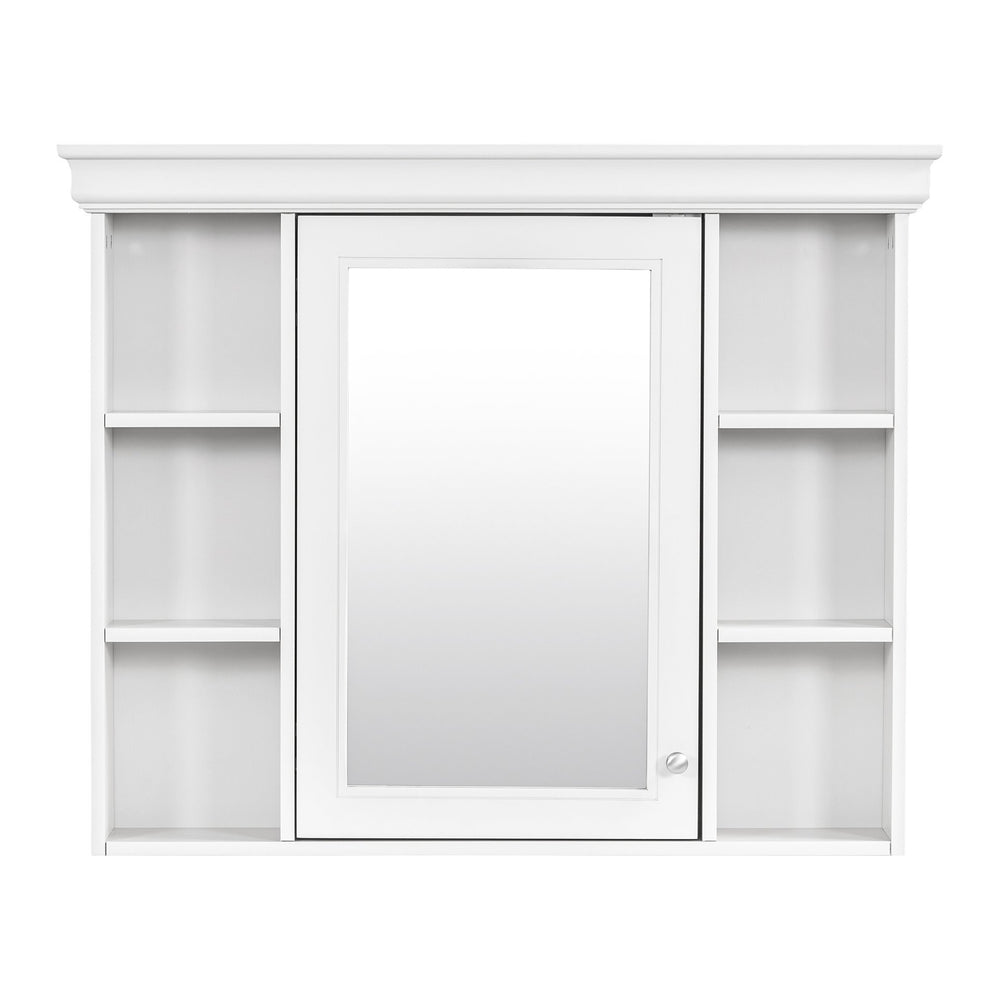 English Elm 35'' 35' 35'' x 28'' Wall Mounted Medicine Cabinet with Mirror Door, Modern MDF Storage with Towel Rod White N710P196545K