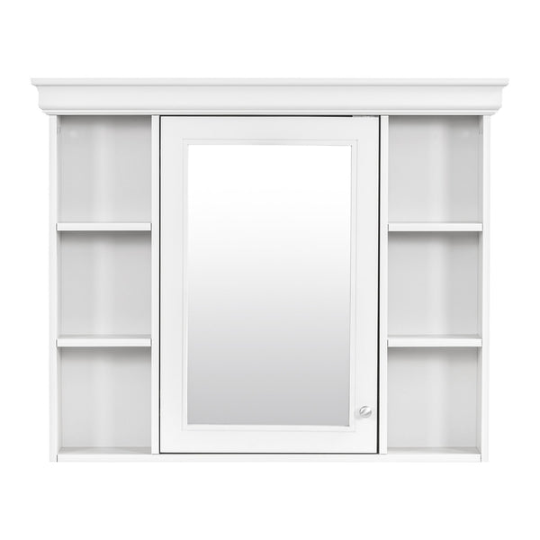 English Elm 35'' 35' 35'' x 28'' Wall Mounted Medicine Cabinet with Mirror Door, Modern MDF Storage with Towel Rod White N710P196545K