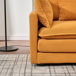 English Elm Modular cloud-inspired sectional sofa with chenille upholstery, deep seats, ottoman units, plush cushions Orange W2290S00013