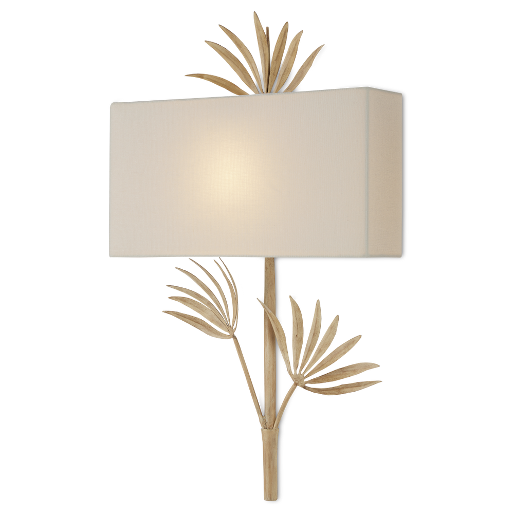 Calliope Nature-Inspired Coco Cream Wall Sconce with Elegant White Shade, Artisan Crafted Design