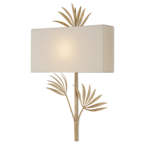 Calliope Nature-Inspired Coco Cream Wall Sconce with Elegant White Shade, Artisan Crafted Design