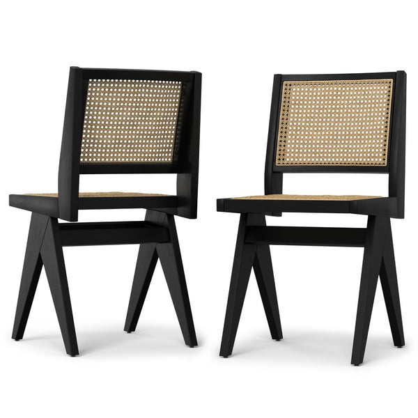 English Elm Regina Dining Chairs Set Of 2 - Mid-Century Modern Design With Woven Cane Backrest & Durability B136P266936-GIGA