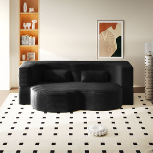 English Elm Modern Corduroy Floor Sofa Foldable Twin Sleeper Foam Filled for Compact Living Spaces Black W1885P435363