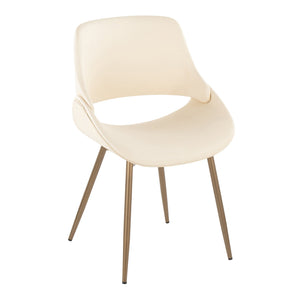 English Elm Fabrico Contemporary Accent Chair with Antique Copper Legs and Plush Faux Leather Upholstery Set Cream B202S01240