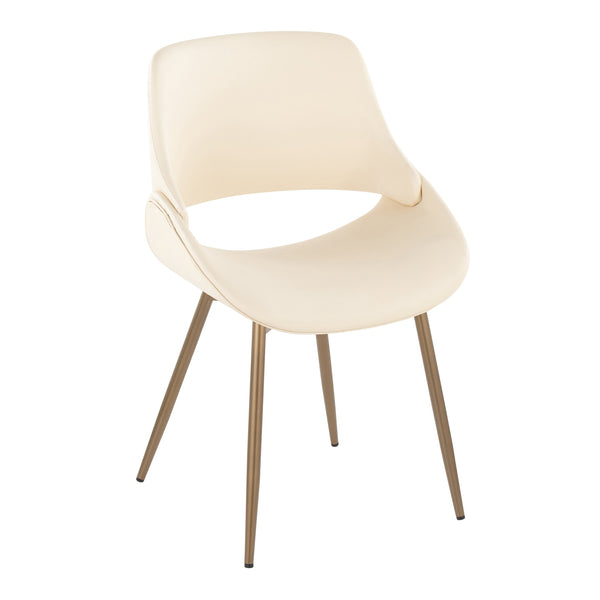 English Elm Fabrico Contemporary Accent Chair with Antique Copper Legs and Plush Faux Leather Upholstery Set Cream B202S01240