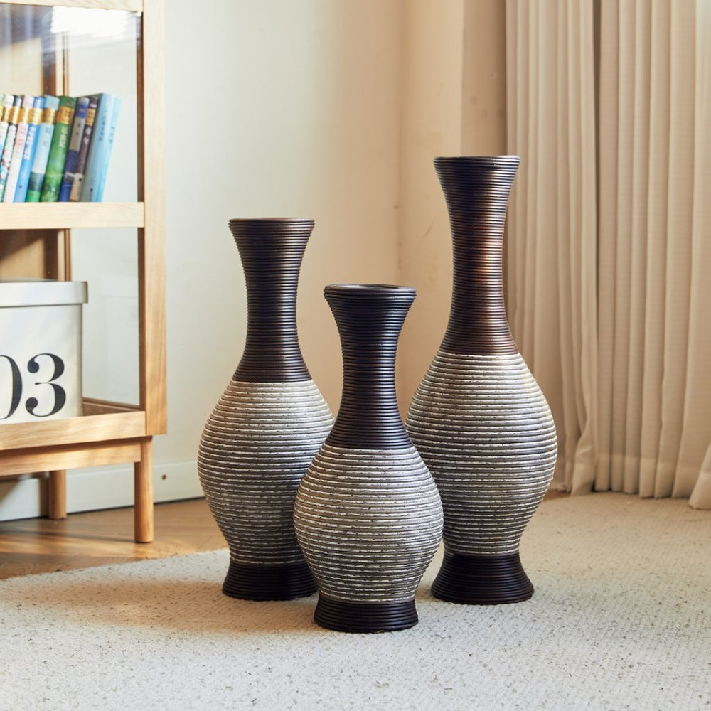 English Elm Desktop Brown Pvc Floor Vase Set of 3 Graduated Heights for Entryway Living Room W2796P261479
