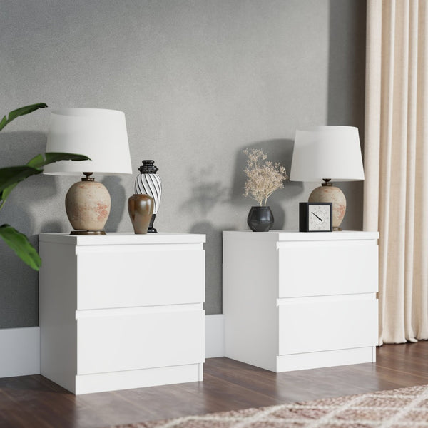 English Elm 19.7-inch Matte Finish Nightstand with Touch Release Drawers for Minimalist Bedrooms White W3151P407885