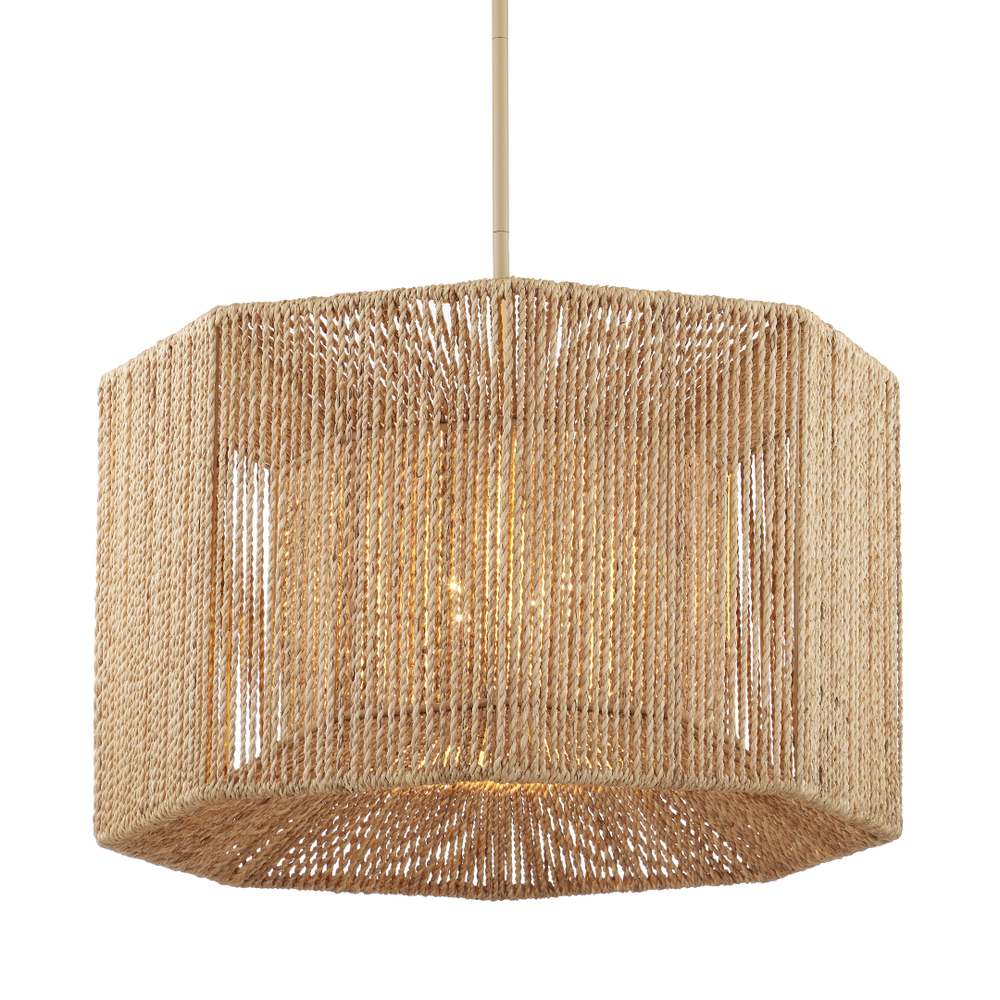 Mereworth Wrought Iron Chandelier with Abaca Rope Shade for Nautical-Inspired Interior Spaces