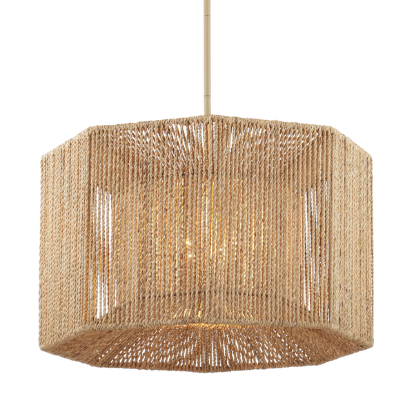 Mereworth Wrought Iron Chandelier with Abaca Rope Shade for Nautical-Inspired Interior Spaces