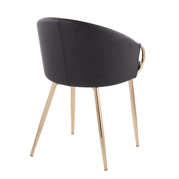 English Elm Chair with Silver Metal Frame and Padded Faux Leather Seat for Modern Dining Spaces Black B202P471295