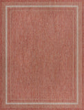 Unique Loom Outdoor Border Soft Border Machine Made Border Rug Rust Red, Ivory 9' 0" x 12' 0"