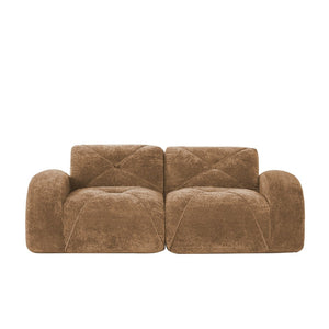 English Elm 2-seater Tufted Velvet Cloud Sofa Frameless High Density Foam Retro Luxe Living Room Camel W714P387014