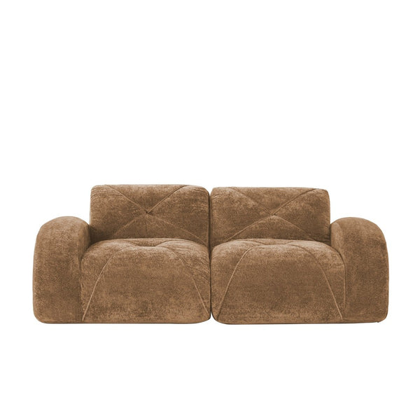 English Elm 2-seater Tufted Velvet Cloud Sofa Frameless High Density Foam Retro Luxe Living Room Camel W714P387014