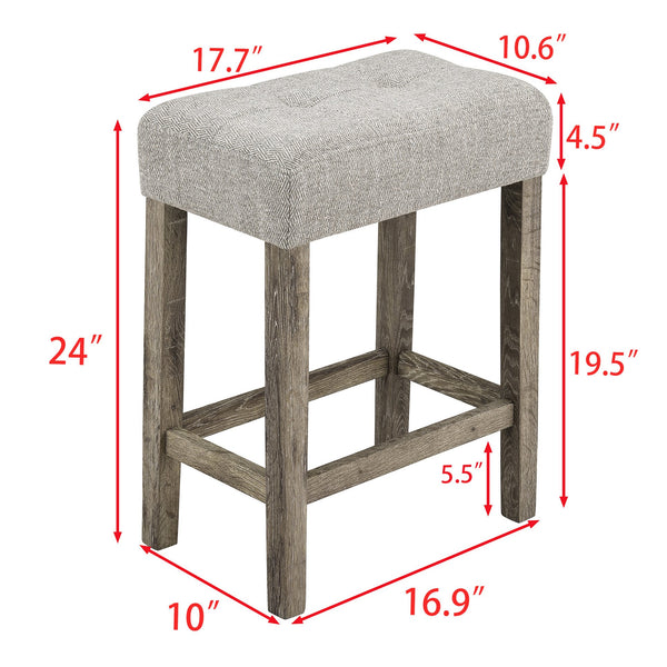 English Elm Bar Bar Table Set with Power Outlet and 4 Chairs, Industrial MDF Top, Solid Wood Seats, Durable Design Brown W487P339353