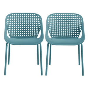 English Elm Eldred Outdoor Stackable Dining Chairs Set of 2 Uv Resistant Patio Seating Sky Blue N776P390454B