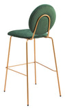 Odessa Barstool - Set of 2 Green & Gold 109806 Zuo Modern