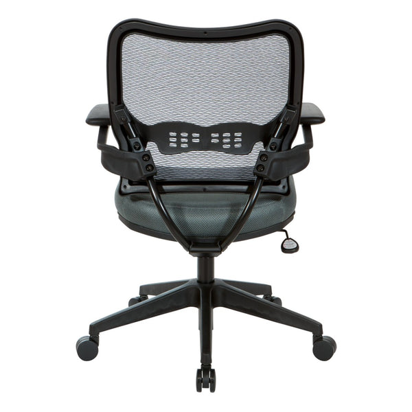OSP Home Furnishings Deluxe Mesh Back Office Chair with Lumbar Support Synchro Tilt and Padded Arm Rests Grey 13-37N1P3-2M