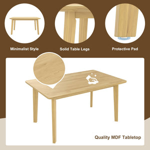 English Elm Rustic Farmhouse Five Piece Dining Set Rubberwood Legs Upholstered Chairs for Kitchen Natural N752S000089A