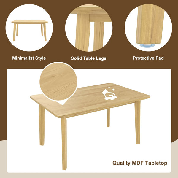English Elm Rustic Farmhouse Five Piece Dining Set Rubberwood Legs Upholstered Chairs for Kitchen Natural N752S000089A