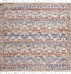 Unique Loom Aramis Stella Machine Made Tribal Rug Multi, Blue/Ivory/Light Brown/Rust Red/Beige 10' 0" x 10' 0"