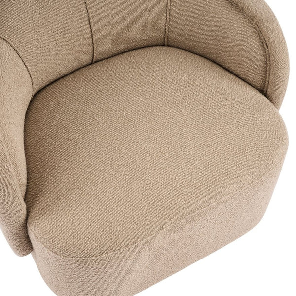 English Elm Amanda Sculptural Boucle Accent Chair Plush Cream Upholstery for Modern Living Spaces Espresso N767P381615E