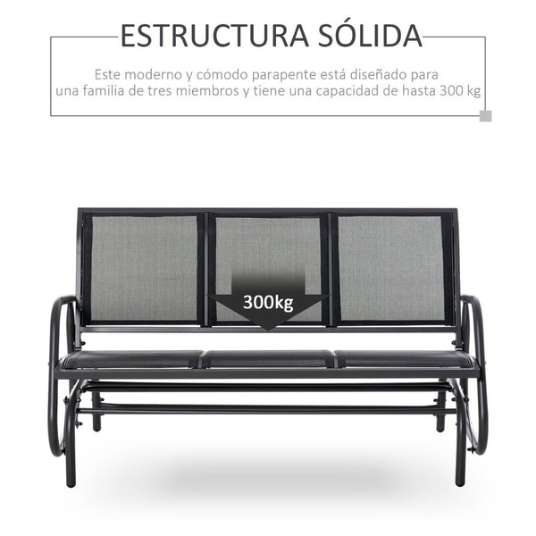 English Elm Outsunny 3 Seat Outdoor Glider Bench Powder Coated Metal Frame Mesh Porch Swing W2225P174352