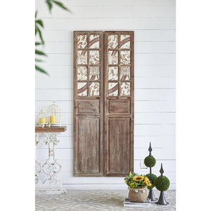 English Elm 15x73.2" Weathered Wooden Decorative Panel with Tile Accents & Floral Leaf Design for Home Decor W2078P313324