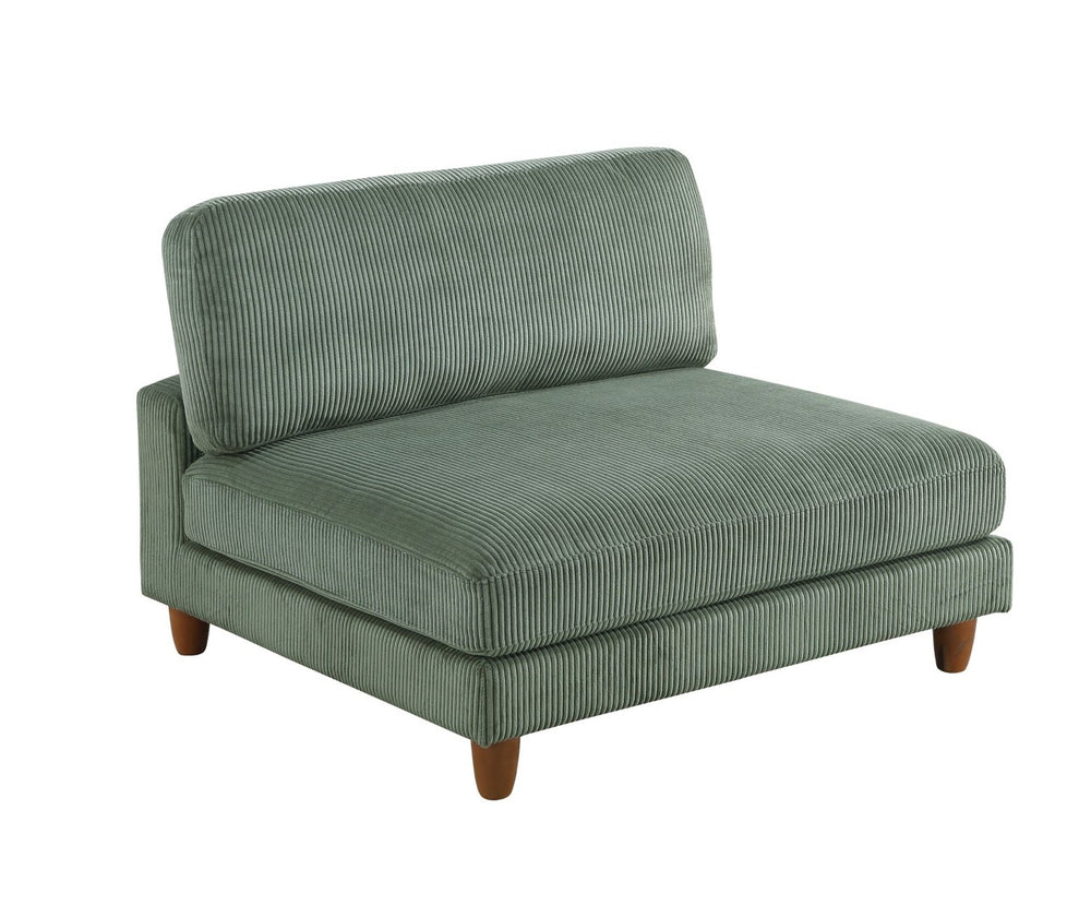 English Elm Living Room Modular Armless Chair Sage Corduroy Upholstery Wood Legs Contemporary Seating B011P486883