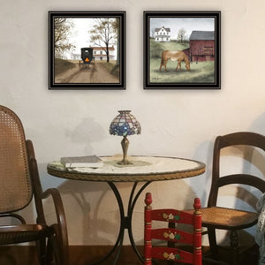 English Elm Trendy Decor 4u Billy Jacobs Horse Farmhouse Black Framed Canvas Art 2 Piece Set B067P256614