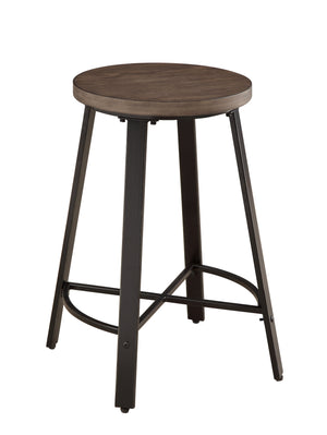 English Elm Rustic Chevre 5pc Counter Height Round Table & 4 Stools — Industrial Pine Burnished Finish Set B011S01472